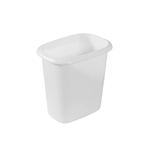 Small Vanity Trash Can Wastebasket, 1.5 Gallon (6 Quart) White Compact Bin