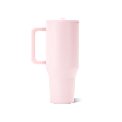 HydroJug Traveler 40oz Insulated Tumbler with Handle and Straw Pink Sand
