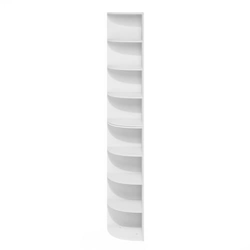 8-Tier Corner Bookshelf, Tall Narrow Storage Display Rack for Small Spaces