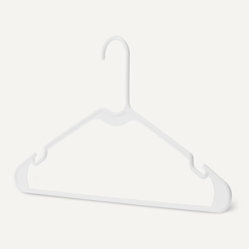 Amazon Basics Plastic Clothes Hangers Adult Size White 50-Pack