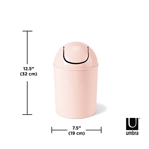 Pink Mini Waste Can with Swing-Top Lid, 1.25 Gallon Small Garbage Bin