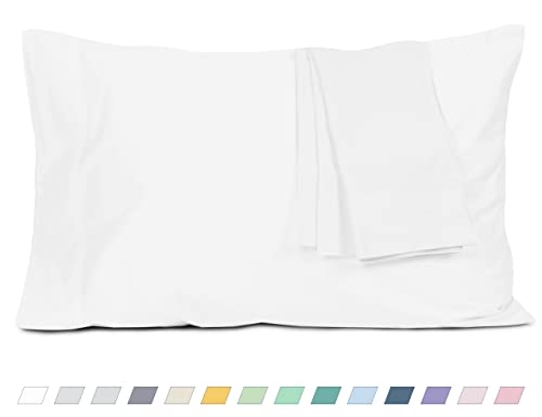 100% Cotton Percale Pillowcases - Standard/Queen Size, Set of 2, White