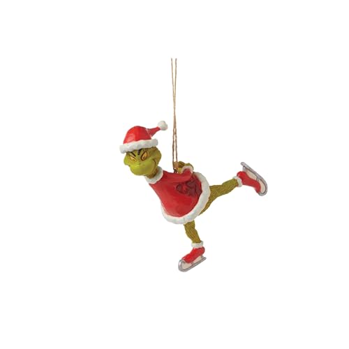 Enesco Jim Shore Grinch Ice Skating Ornament - Hand Painted Christmas Figurine