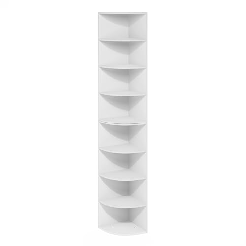 8-Tier Corner Bookshelf, Tall Narrow Storage Display Rack for Small Spaces