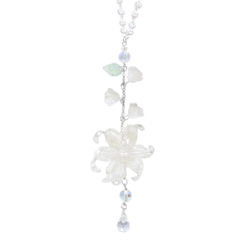 Lily of the Valley Leaf Car Charm, Floral Rearview Mirror Hanging Ornament
