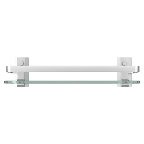 Wall-Mounted Tempered Glass Bathroom Shelf with Matte Silver Guardrail