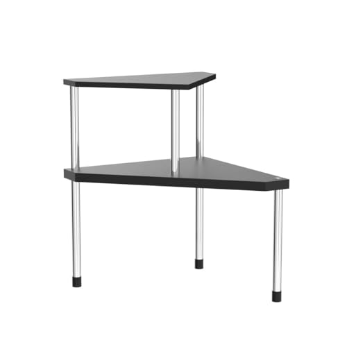 2-Tier Corner Counter Organizer, Bamboo Bathroom and Kitchen Storage Shelf