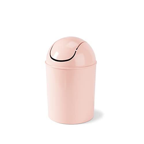 Pink Mini Waste Can with Swing-Top Lid, 1.25 Gallon Small Garbage Bin