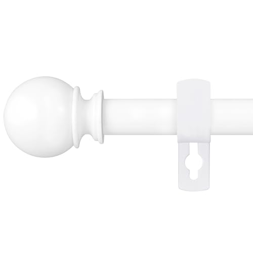 White Adjustable Metal Curtain Rod for Windows 28-48" (5/8" Diameter)