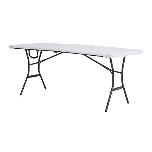 6-Foot Foldable Plastic Banquet Table, Durable Indoor-Outdoor Folding Table