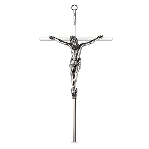 10-Inch Silver Metal Crucifix Wall Cross for Home and Prayer Room Decor