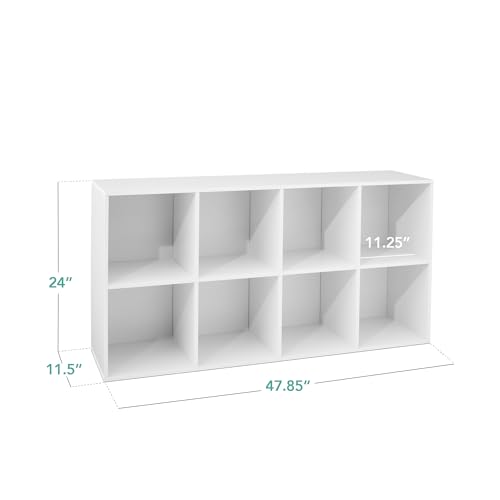 8-Cube Storage Organizer & Display Shelf Bookcase - 11in Opening, White