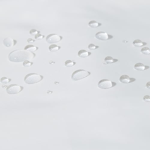 Amazon Basics Water Repellent Fabric Shower Curtain with Hooks, 72"x72" White
