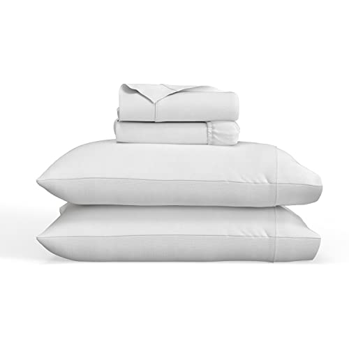 300 Thread Count Cotton Blend Bed Sheet Set with Anchor Bands - Twin, White