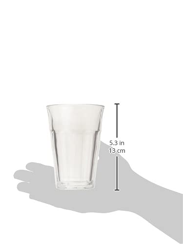 Tempered Glass Tumblers - Set of 6 Stackable French Drinking Glasses, 12 oz