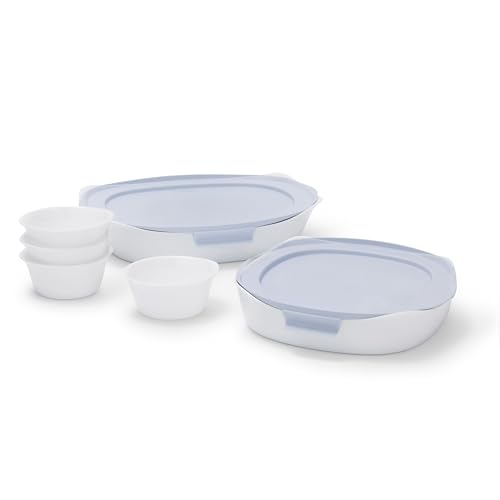Glass Bakeware Set with Lids and Ramekins 8-Piece Oven Safe