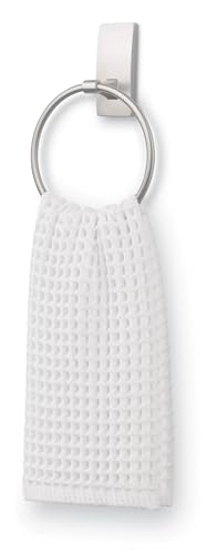 Command Satin Nickel Bathroom Hand Towel Ring with Adhesive Strips