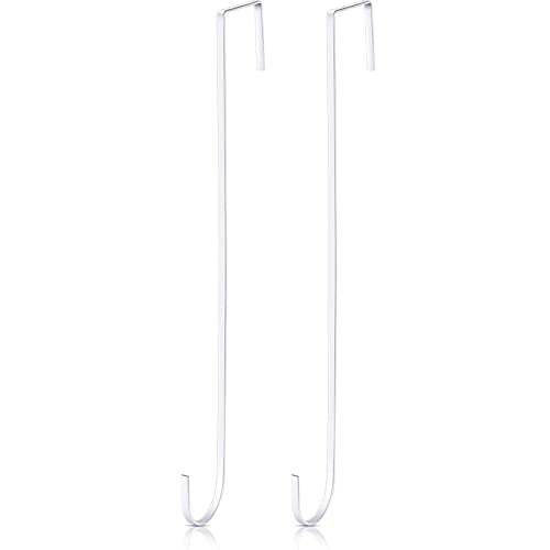 15 Inch Over the Door Wreath Hangers - 2 Pack White Metal Front Door Hooks