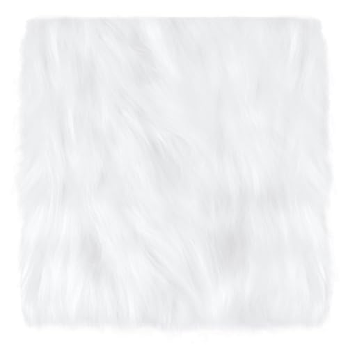 Square White Plush Locker Rug, 10x10 Inch Anti-Slip Locker Decor