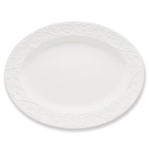 Lenox Opal Innocence 16" Oval Porcelain Serving Platter – Carved White