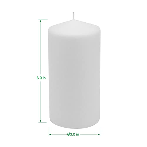 Unscented White Pillar Candles 3" x 6" - 65 Hour Burn Time (6 Pack)