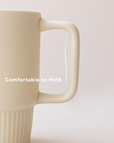 20oz Ceramic Tea Mug with Stainless Steel Infuser - Matte Buttercream