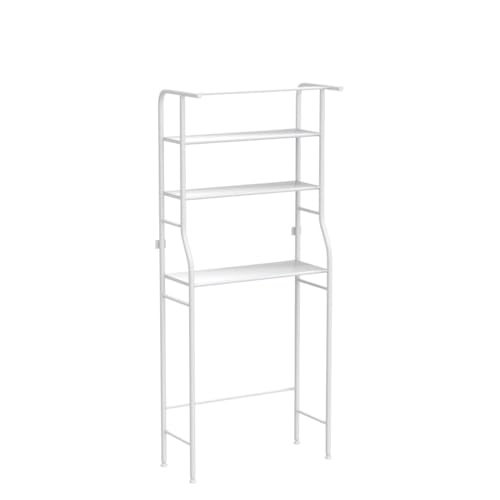 3-Tier Over-the-Toilet Storage Rack with Towel Bar, White Iron Shelf