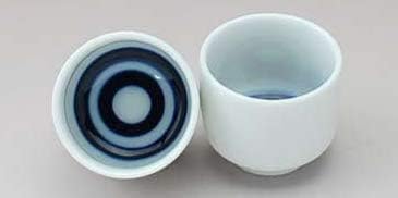 J-Pure Hitomi Japanese Mino Ware Sake Cups Set of 4 Blue & White - 1.18oz, Microwave & Dishwasher Safe