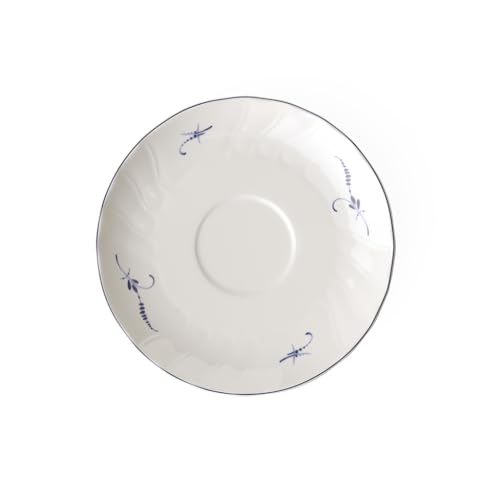 Villeroy & Boch Vieux Luxembourg Tea Cup Saucer 6-Inch Premium Porcelain White/Blue, Traditional Style