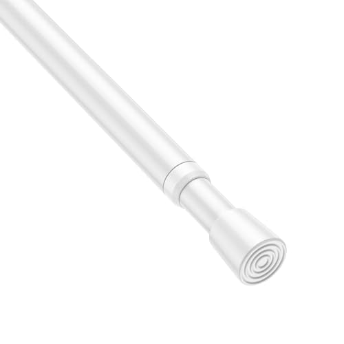 Adjustable Spring Tension Curtain Rod, 28-45 Inch No-Drill Steel Rod, White
