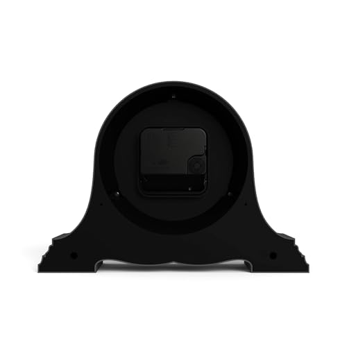 Modern Tambour Mantel Clock, Black Acrylic Desk & Shelf Clock