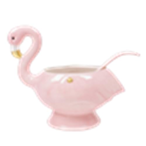 Ceramic Flamingo Punch Bowl with Ladle - 32 Ounce Decorative Serving Set