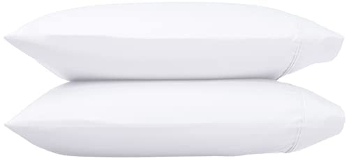 Amazon Basics 400 Thread Count Cotton Pillowcases, Standard, White, Set of 2