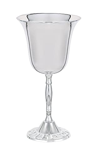 Classic Silver Plated Kiddush Cup 6-Inch Stemmed Wine Goblet in Gift Box