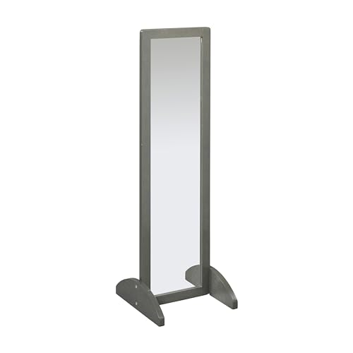 Wooden Bi-Directional Floor Mirror for Kids, Grey Wash Montessori Mirror
