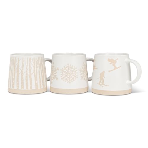 Abbott Collection Wide Base Snowflake Mug 14oz Winter Coffee Tea Cup