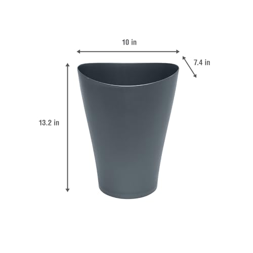 Spa Works Plastic Wastebasket, 2.25 Gallon Gunmetal Blue