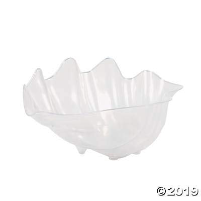 18-Inch Seashell Serving Bowl - Clear Plastic Decorative Party Punch Bowl