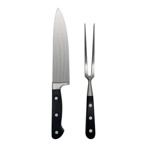 Outset Stainless Steel Carving Set - Chef's Carving Knife & Meat Fork