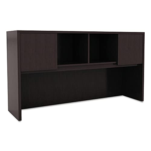 Valencia Series Desk Hutch with Doors, 59-Inch Espresso Woodgrain Laminate