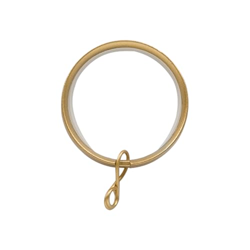 1.5-Inch Gold Curtain Rings with Eyelets - 12 Pack Metal Drapery Hooks