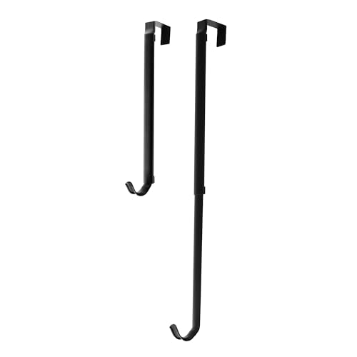 Adjustable Over the Door Wreath Hanger - Heavy Duty Metal Hook (Matte Black)