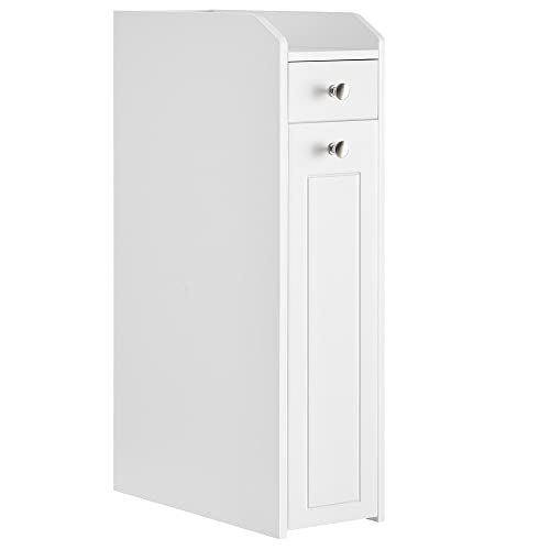 Slim Bathroom Storage Cabinet with Slide-Out Drawers, White