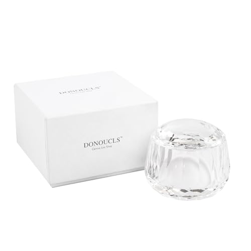 DONOUCLS Crystal Candy Dish with Lid 3.5" x 3.1" Nut Bowl - S Variation, Gift Box