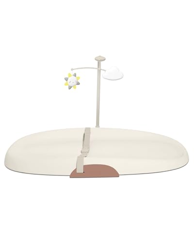 Contoured Wipe-Clean Baby Changing Pad with Toy Bar and Safety Belt