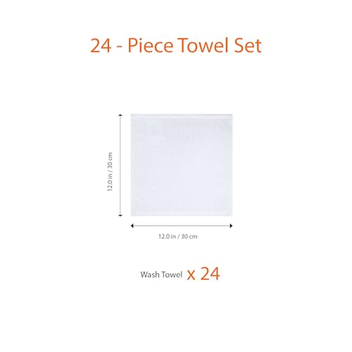 Amazon Basics Fast Drying Cotton Washcloths 12x12 White 24-Pack