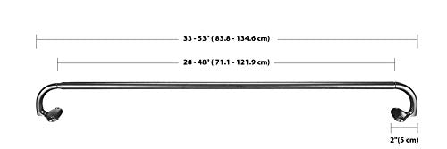 Adjustable Room Darkening Blackout Curtain Rod - 28 to 48 Inch, Black