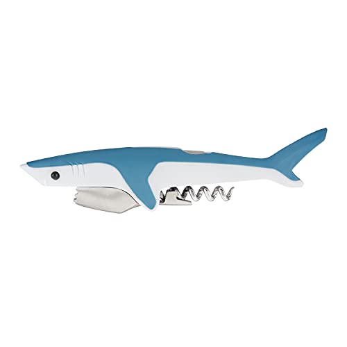 True Shark Waiters Corkscrew Wine Opener with Foil Cutter, Stainless Steel & Plastic