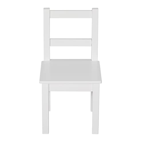 Solid Wood Kids Chairs - Set of 2 White Wooden Toddler Chairs for Playrooms