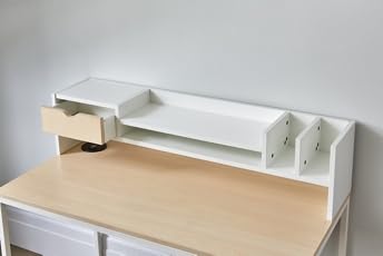 48-Inch Desk Storage Hutch with Drawer and Cubbies - Light Maple & White